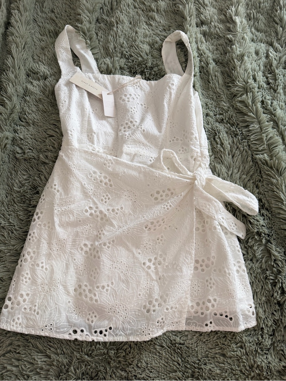 Altar'd State White Smocked Eyelet Dress
